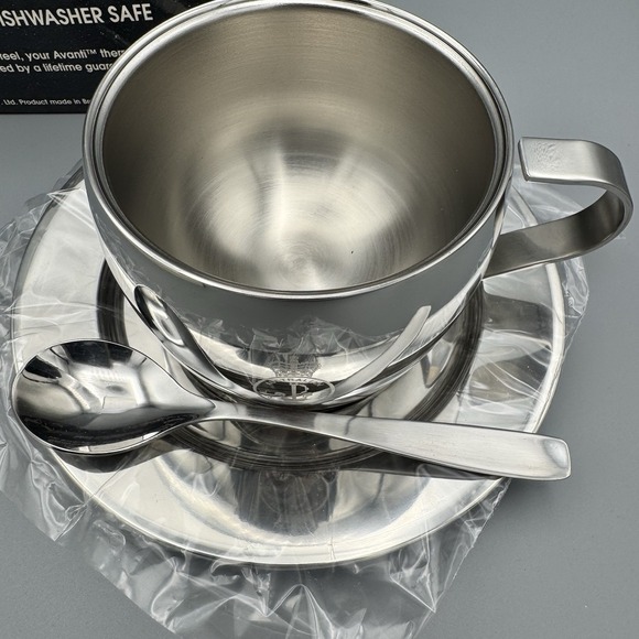 Vtg Avanti Double Walled Stainless Steel Cappuccino 3 Piece Set- Aussie‎ Navy - Picture 5 of 7